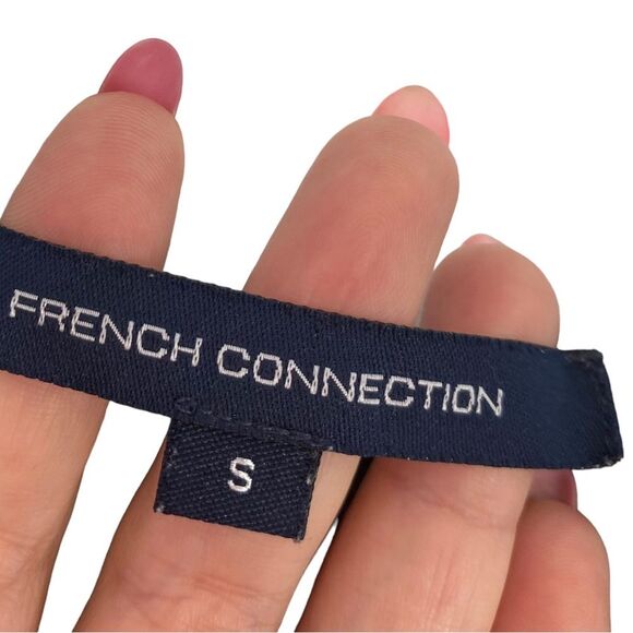 French Connection Polly Raw Edge Semi Sheer Layered Top Size S Black High Low - Picture 3 of 8